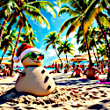 Christmas in July Snowman 125x125 Banner